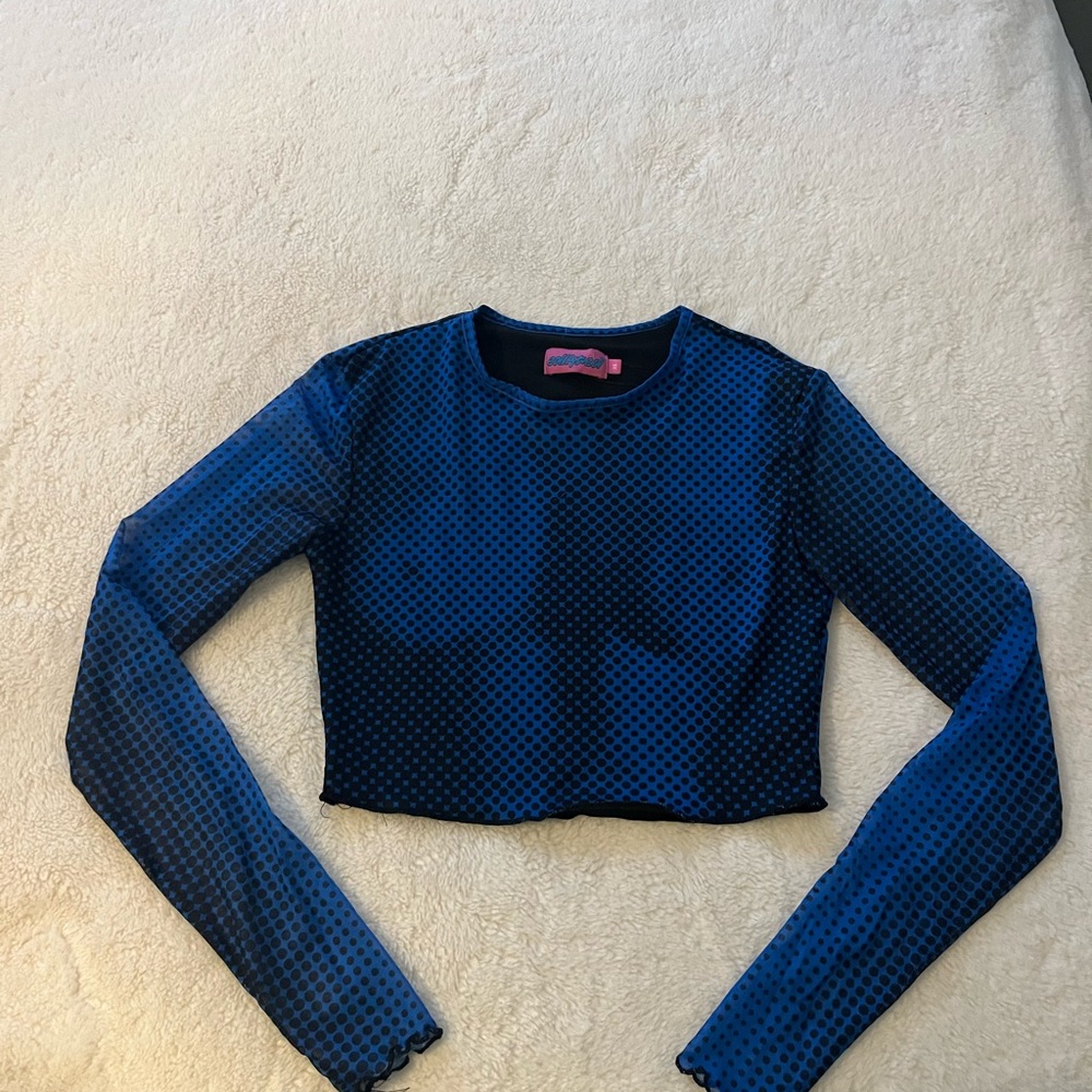 Edikted Navy Blue Patterned Crop Top